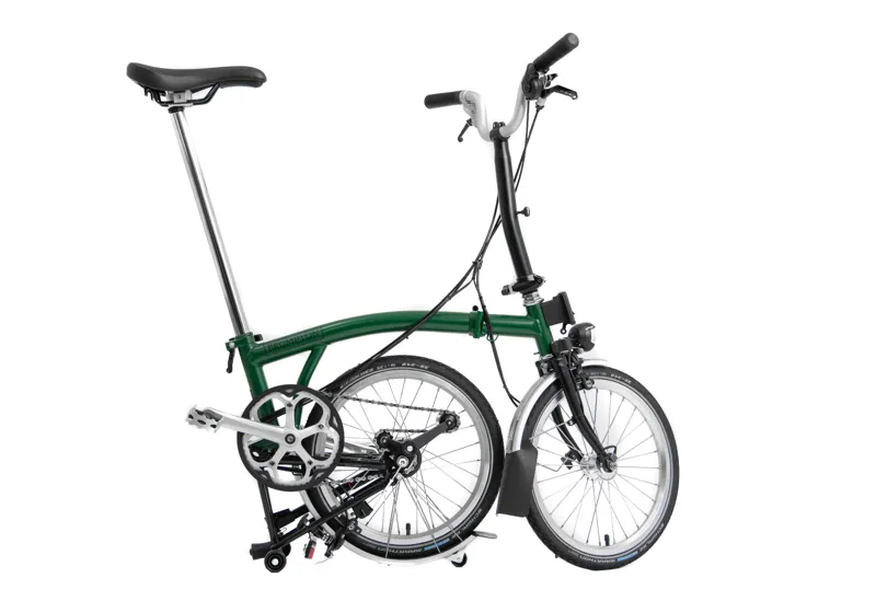 Brompton C-Line 3 speed folding bike Mid Bar in green-2
